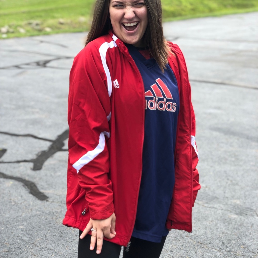 Red White Adidas windbreaker Jacket
